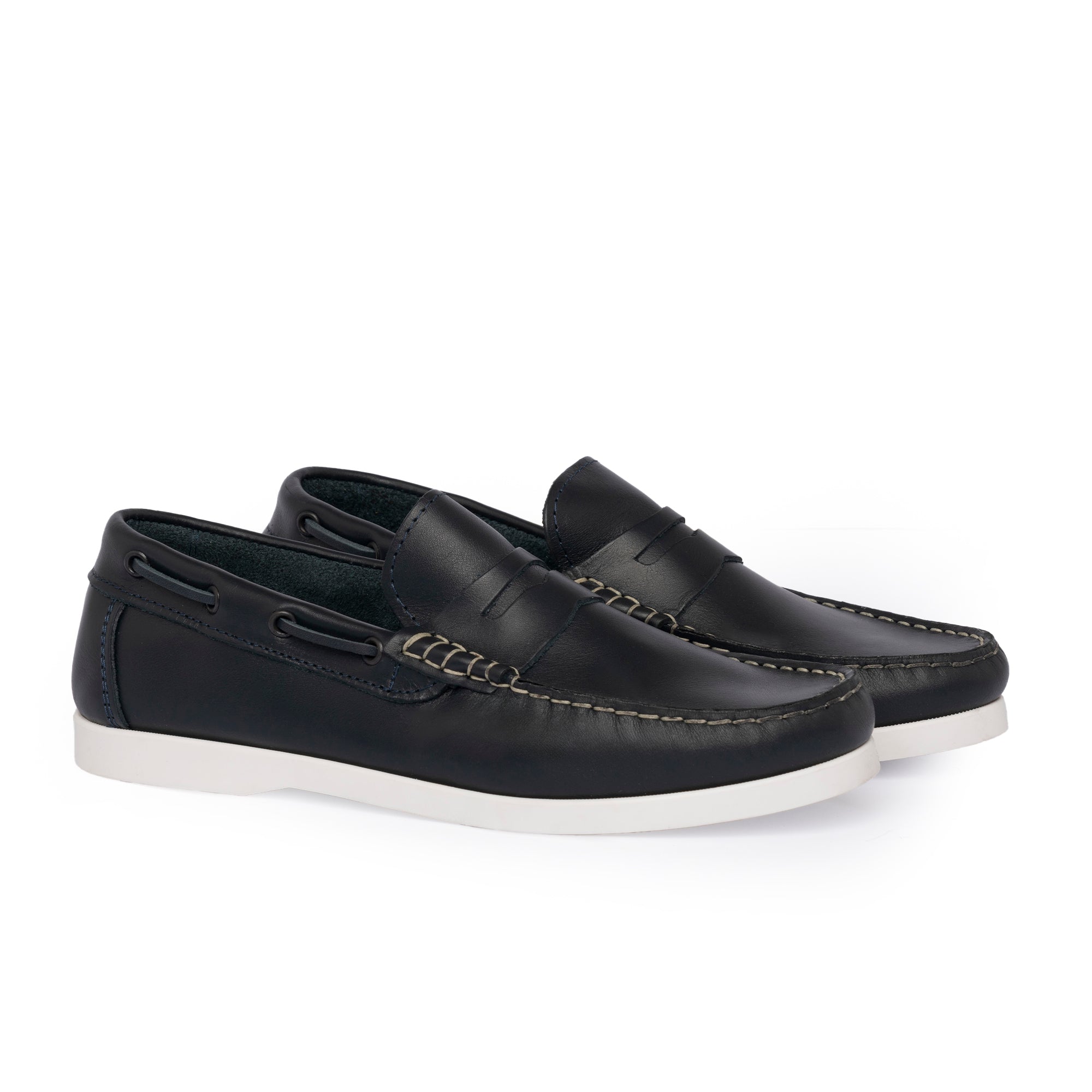 Barca 02 Moccasins with Buckle in Blue Leather