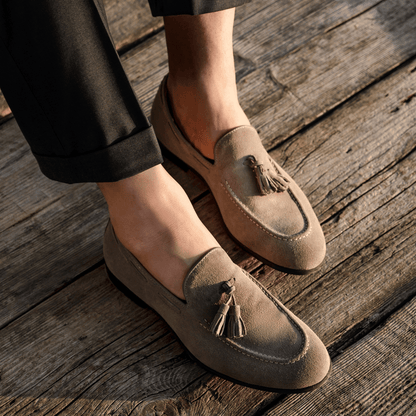 Suede moccasins with bow - Taupe