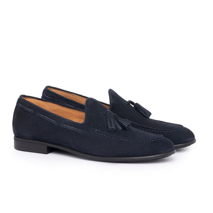 Suede moccasins with bow - Blue
