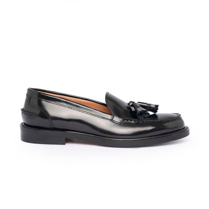 A104PN Women's Loafers with Leather Bow - Black