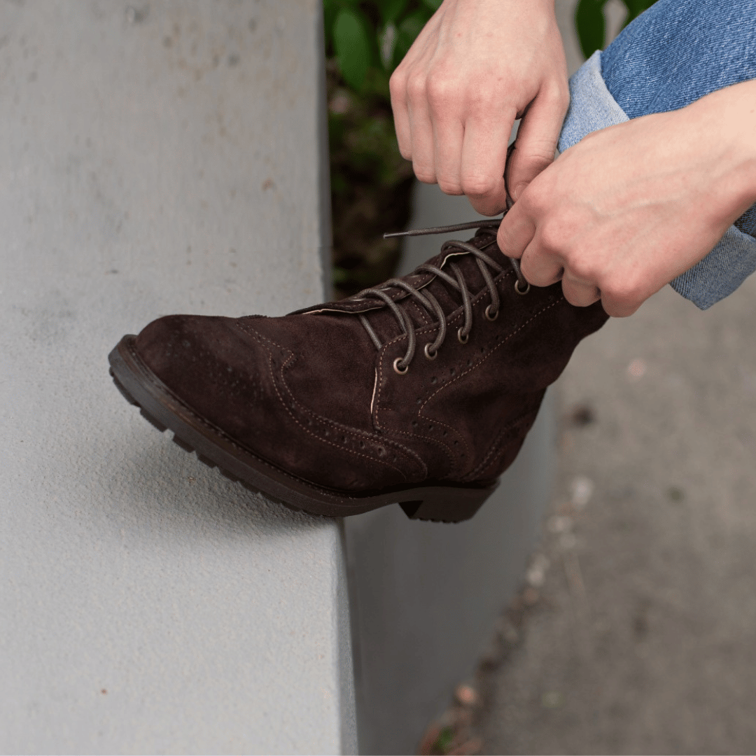 Decorated Suede Ankle Boots - Dark Brown