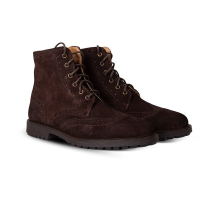 Decorated Suede Ankle Boots - Dark Brown